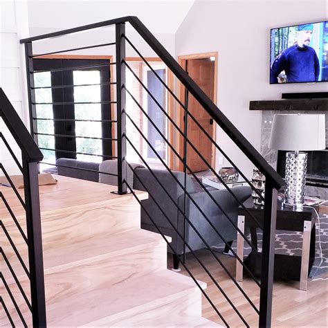 black railing stairs indoor